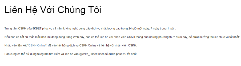 Link cskh 8kbet telegram zalo moi nhat